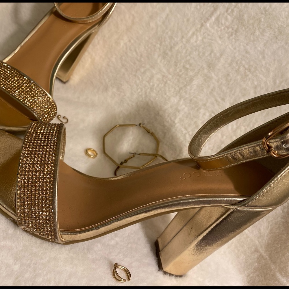 Gold metallic heels